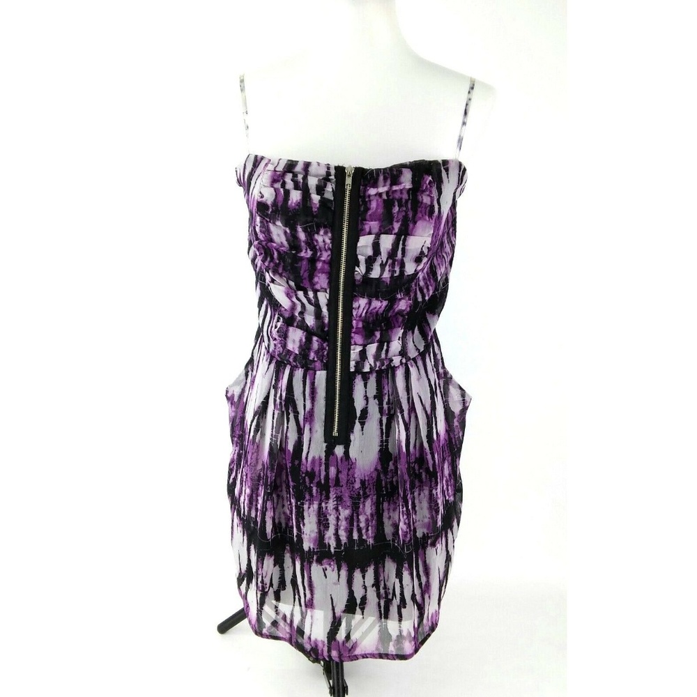 Charlotte Russe Purple Black Zipper Front Dress LG